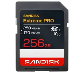 SanDisk Extreme PRO SDXC 256 GB / Speicherkarte / Lesen: 250 MB/s / Schreiben: 170 MB/s