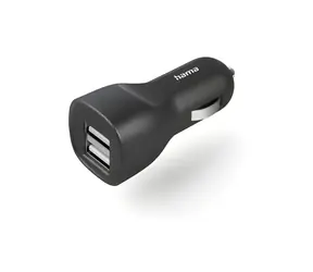 HAMA Autoladegerät schwarz / Fahrzeugladegerät / 2× USB-A / 12 W / 2,4 A