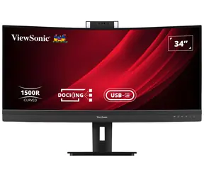 34" ViewSonic VG3457CV schwarz / Monitor / VA / gebogen / 3440 x 1440 / 21:9 / 100 Hz / USB-C 100 W / RJ45 / Webcam