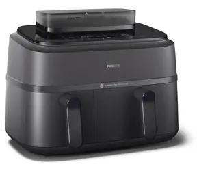 Philips NA550/00 schwarz / Heißluftfritteuse / Doppelkorb / Dampffunktion / 2750 W / 9 l