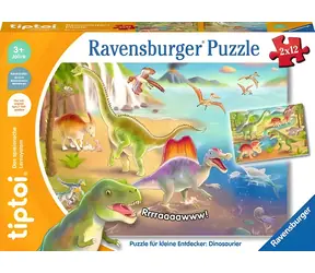 Ravensburger Puzzle Tiptoi: Dinosaurier / für kleine Entdecker / 2 x 12 Teile / ab 3 Jahren