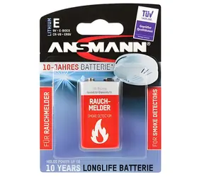 Ansmann 9V Lithium E-Block 10 Jahre / Batterie / für Rauchmelder / 1 Stück.
