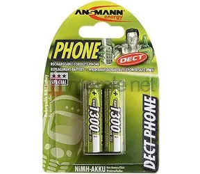 Ansmann DECT HR6 / Wiederaufladbarer Akku / AA / NiMH / 1300 mAh / 1,2 V / 2 Stück