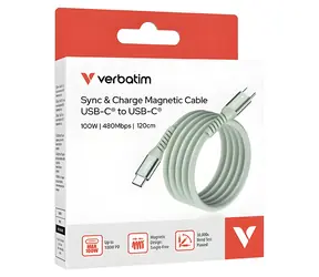Verbatim 31855 Magnetisches 100W USB-C-Kabel 1,2m grün / USB-C(M) / USB-C(M) / PD & QC 3.0