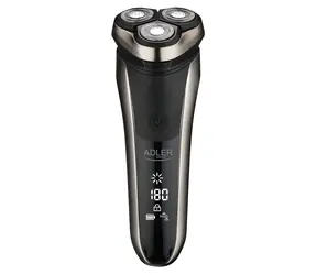Adler AD 2933 grau / Rotationsrasierer / 3 Scherköpfe / 180 Min. Akkulaufzeit / IPX7 / USB-C / LCD-Display