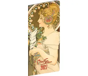 NOTIQUE Taschenkalender Alfons Mucha 2027 Monatsplaner / 8 × 18 cm
