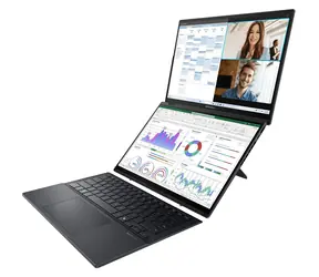 Asus Zenbook Duo 14 OLED grau / Notebook / 14" WUXGA T / Intel Core Ultra 9 285H / 32 GB / 1 TB SSD / Windows 11