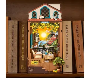 Robotime 3D-Puzzle Sonnenuntergang auf der Insel / Buchstütze / 284 Teile / LED-Beleuchtung / hoher Schwierigkeitsgrad / ab 14 Jahren