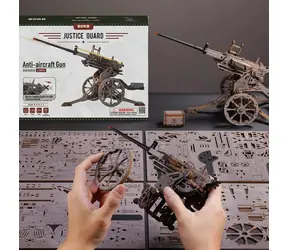 Robotime Flugabwehrkanone / 3D-Holzpuzzle / 133 Teile / mittlerer Schwierigkeitsgrad / ab 14 Jahren