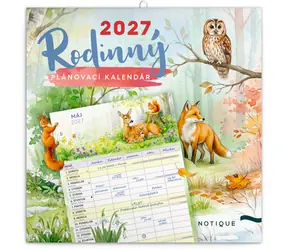 NOTIQUE Familienplanungskalender Tiere 2027 / Wandkalender / 30 × 30 cm
