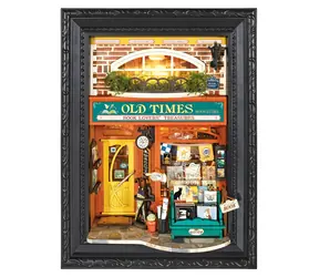 Robotime Old Times Buchhandlung / 3D-Holzpuzzle im Rahmen / 157 Teile / LED-Beleuchtung / ab 14 Jahren