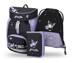BAAGL SET 3 Airy Kuromi Fortune Dream / Schulset / Rucksack + Federmäppchen + Tasche / GRS / ab der 1. Klasse der Grundschule
