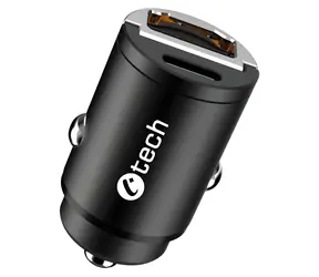 C-tech UCC-02 schwarz / Kfz-Ladegerät / USB-A + USB-C / 30 W / Power Delivery 3.0 / Quick Charge 3.0