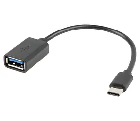 Lanberg AD-OTG-UC-01 schwarz / OTG-Kabel / USB-A (F) - USB-C (M) / USB 2.0 / 0,15 m
