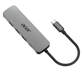 Acer 5-in-1-Gerät, silber / USB-C-Hub / 3 × USB-A 3.2 Gen1 / HDMI 4K 60 Hz / PD 100 W
