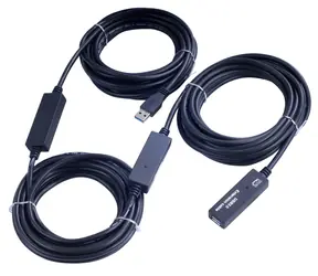 PremiumCord USB 3.0 AM- AF schwarz / Verlängerungskabel mit Repeater / 20 m / 5 Gbit/s