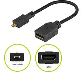 PremiumCord Flexi-Adapter HDMI / Typ A Buchse auf Micro-HDMI Typ D Stecker / flexibel