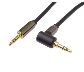 PremiumCord 3,5-mm-Klinkenstecker - 3,5-mm-Klinkenstecker, 90° abgewinkelt / Audiokabel / Stereo / geschirmt / 1,5 m