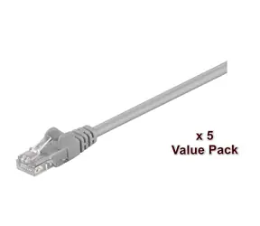 MicroConnect CAT5e U/UTP 15 m grau / Patchkabel / RJ-45 / 5 Stück