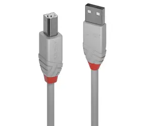 Lindy USB 2.0 AB 1m graues Kabel / USB-A - USB-B / 480 Mbit/s