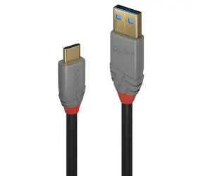 Lindy USB-C - USB-A 0,5 m schwarzes Kabel / USB 3.2 / 10 Gbit/s