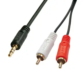 Lindy Premium Audiokabel schwarz / Verbindungskabel / 3,5-mm-Klinkenstecker - 2x Cinch / 1 m