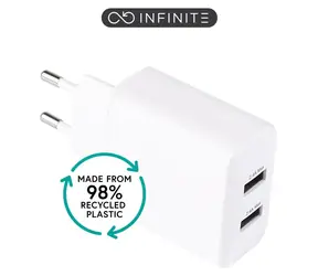 eSTUFF INFINITE weiß / USB-Ladegerät / 2x USB-A / 2x USB-C / 24 W / GRS-Recyclingkunststoff