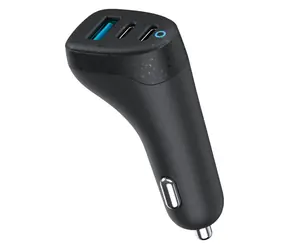 eSTUFF INFINITE Dreifach schwarz / USB-Autoladegerät / 1x USB / 2x USB-C / Schnellladefunktion