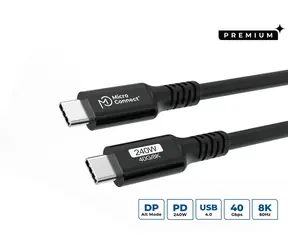 MicroConnect USB-C (M) - USB-C (M) 1,5 m schwarz / Verbindungskabel
