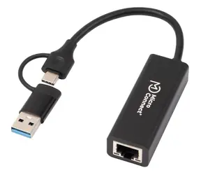 MicroConnect Premium USB-C/A auf RJ45 schwarz / Adapter / 0,2 m