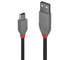 Lindy USB 2.0 schwarz / USB-Kabel / USB A auf Mini-USB B / 2 m / 480 Mbit/s