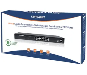 Intellinet Switch 16x GE PoE+ Web-Managed 2 SFP-Ports / Switch / 16- Port / 1000 Mbit/s / 16x PoE+ / 2x SFP / 19"