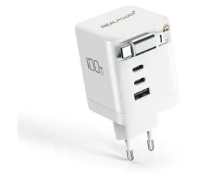 RealPower GaN-Ladegerät 100W weiß / Ladeadapter / 100W / 3x USB-C / 1x USB-A