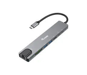 Equip 133497 / USB-C-Hub 8-in-1 / HDMI 4K 30Hz / Gigabit-Ethernet / 2x USB-A / USB-C PD 100W / MicroSD / 0,25 m