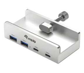 Equip mit einem aufsteckbaren 4- Port -USB-Hub (2x USB-A + 2x USB-C, USB 3.2 Gen 1, 5 Gbit/s) und einem Aluminiumgehäuse