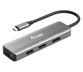 Equip 133485 / USB-C-Adapter / HDMI + DP + VGA + USB 2.0 / 4K 60Hz / 0,15 m