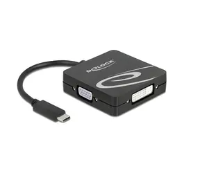 DeLock Adapter USB-C auf VGA+DVI+HDMI+DP schwarz / Reduzierung / 3840×2160 / DisplayPort 1.2