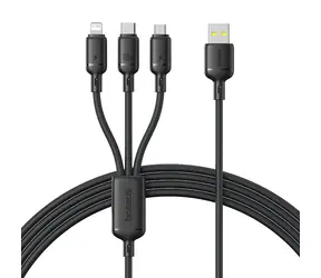 Baseus Rapid Series, schwarz / Schnellladekabel 3-in-1 / USB-A (Stecker) - microUSB, USB-C, Lightning (Stecker) / 100 W / 1,5 m