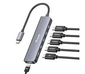 Equip 133499 / Adapter USB-C / HDMI 4K 60Hz / 4x USB-C 3.2 Gen2 / PD 100W / 0,25m