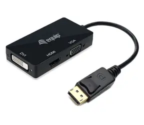Equip 133441 schwarz / Adapter / DisplayPort -> HDMI, VGA, DVI / 3-in-1 / 0,24 m