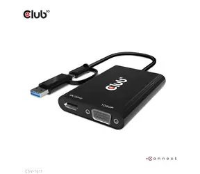 Club3D CSV-1611 / Adapter / USB-C/USB-A-Eingang / HDMI 4K/30Hz + VGA 1080p/60Hz