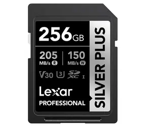 Lexar Professional SILVER PLUS SDXC 256 GB / Speicherkarte / Lesen: 205 MB/s / Schreiben: 150 MB/s / UHS-I / V30