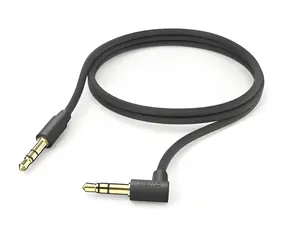 HAMA AUX-Kabelbuchse - 90°-Klinkenstecker, schwarz / Audiokabel / 3,5 mm / 1 m
