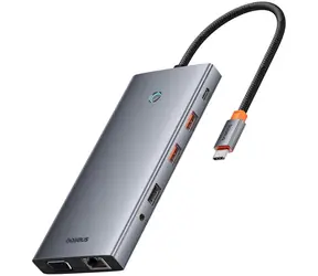Baseus PortalJoy 13-in-1 grau / Dockingstation / 2x HDMI / DisplayPort / VGA / USB-A 3.1 / USB-C PD / RJ45