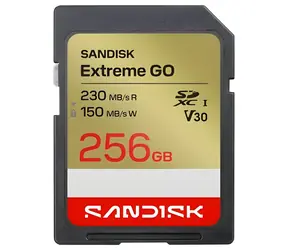 SanDisk Extreme Go SDXC 256 GB / SDXC-Karte / Lesegeschwindigkeit 230 MB/s / Schreibgeschwindigkeit 150 MB/s