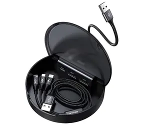 Baseus Car Sharing / Autoladegerät / Typ-C + 2x USB-A / 3-in-1 Micro-USB/Lightning/USB-C-Kabel