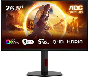 26,5" AOC Gaming Q27G4ZDR Schwarz / QD-OLED / 2560 x 1440 / 16:9 / 240 Hz / HDR10 / 2x HDMI + DP / VESA