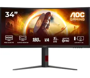 34" AOC CU34G4 Schwarz / Monitor / Schnelles VA-Panel / 3440 x 1440 / 21:9 / 180 Hz / 1 ms / 300 cd/m / HDMI + DP / VESA