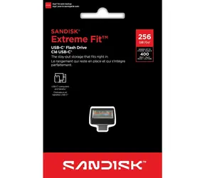 SanDisk Extreme Fit USB-C 256 GB schwarz / USB-Stick / USB-C / Lesegeschwindigkeit: 400 MB/s