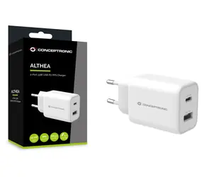 Conceptronic ALTHEA11W weiß / USB-Ladeadapter / 1x USB-A / 1x USB-C / 33 W / PD PPS